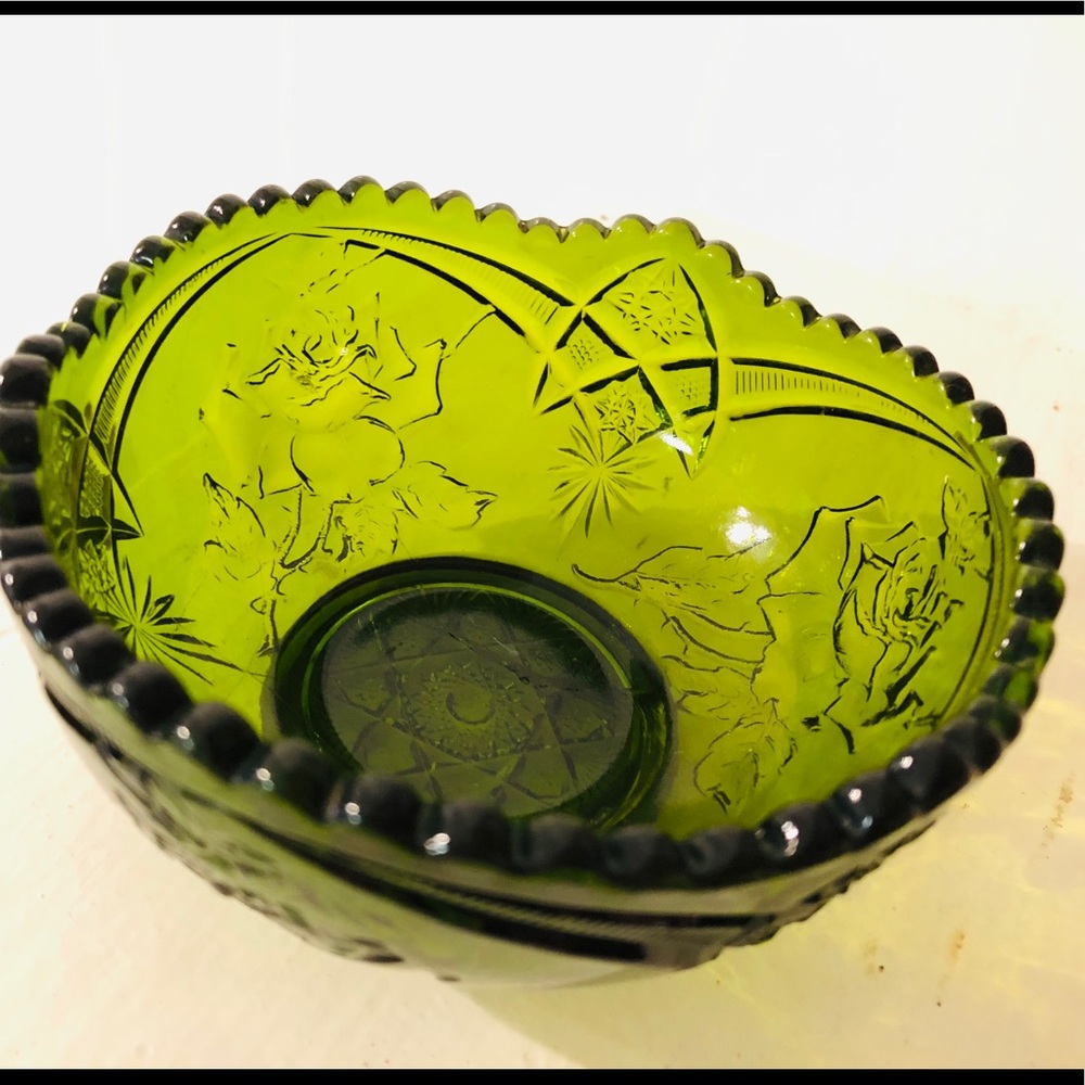 Antique glass dish with rose detail